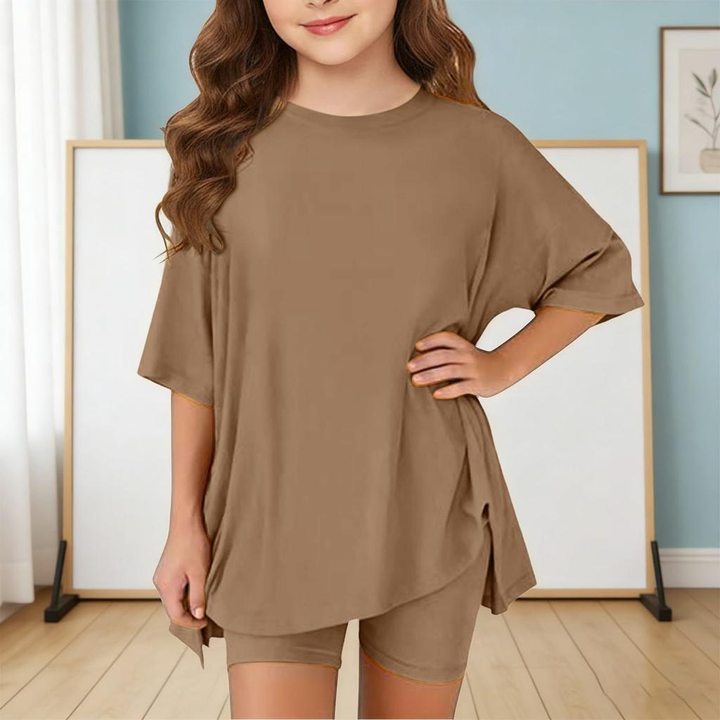Sommeroutfits für Mädchen, 2-teilige Sets aus Hemden und Shorts, Frühlingsoutfits, Sportshorts-Sets für Teenager-Mädchen