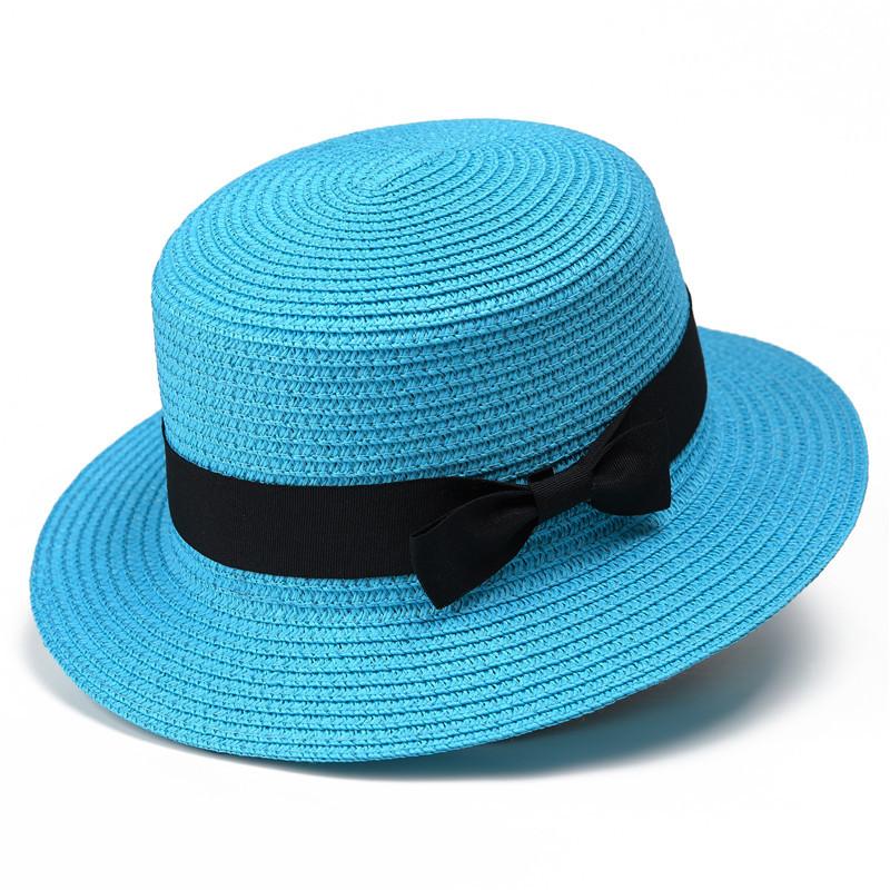 Parent-child straw hat women's summer British retro flat top small fresh top hat sunshade sunscreen beach hat travel tide