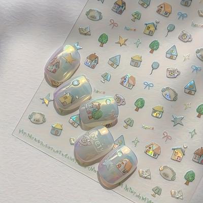 Shell-Glänzende Hausförmige Nagelsticker Cartoon Fantasy Selbstklebende Plastikabziehbilder für DIY Nail Art, Maniküren Nagelsticker für Nail Art