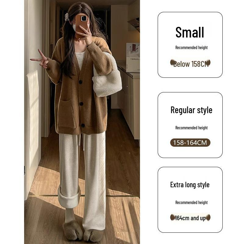 

145 Design Petite Soft Wide-Leg Glutinous Rice Pants for Women - Spring/Autumn Straight-Leg Draped Lazy Fit 150 2XL (Recommended 126-145 jin)