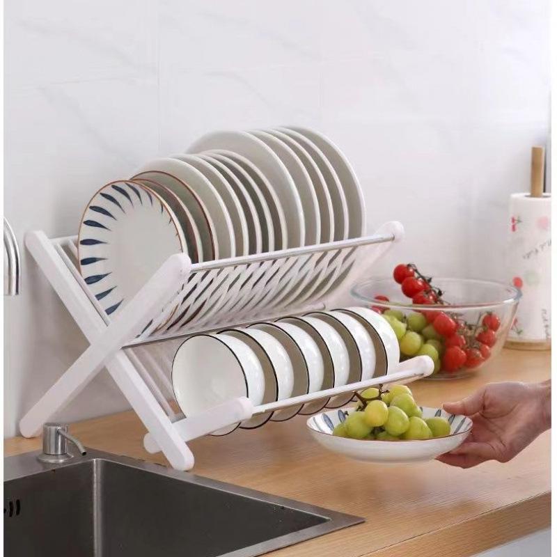 Двухъярусная складная сушилка для посуды с отделением для столовых приборов - Не требует установки 2380₽
