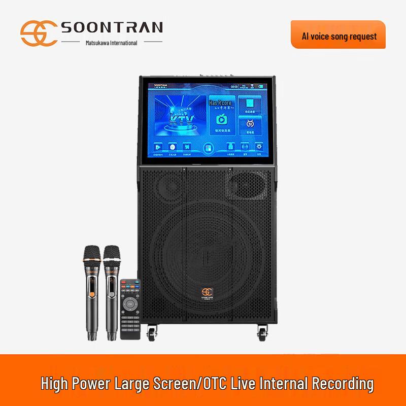 Songchuan Portable KTV Trolley Speaker with Display & Dual Mics CN plug (adapter included)