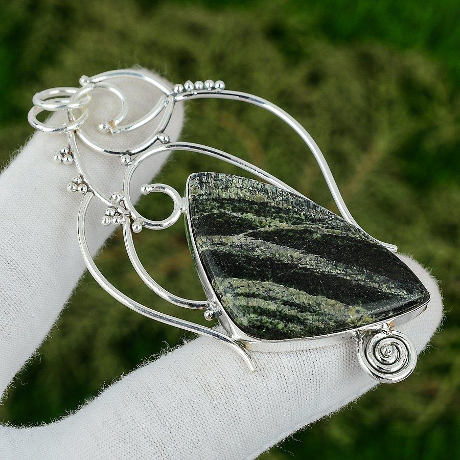 Sterling Silver Heart Chakra Green Swiss Opal Stone Sister Bezel Pendant Jewelry
