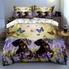 Dogs Butterflies Flowers Bedding Duvet Cover Sets Duvet Covers Pillowcases Gifts (1 * Duvet Cover 2 * Pillowcases, Without Duvet Insert)