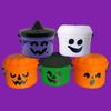 Halloween Candy Bucket Mini Trick or Treat Candy Holder with Handle Small Pumpkin Ghost Bucket for Halloween Party Supplies