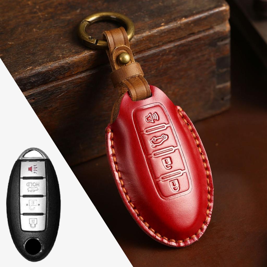 Genuine Leather Auto Key Fob Remote Cover Case Fit For Nissan Quest Elgrand Nv200 Evalia Serena Qashqai Juke X-Trail Note Almera Altima Auto