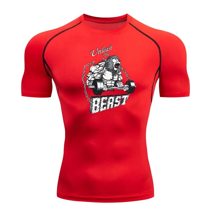 

Unleash Compression Running Shirts Dry Fit Fitness Gym Men s Rashguard T-shirts Fitness Short Sleeves Stretchy Moisture-Wicking XXXL червоний