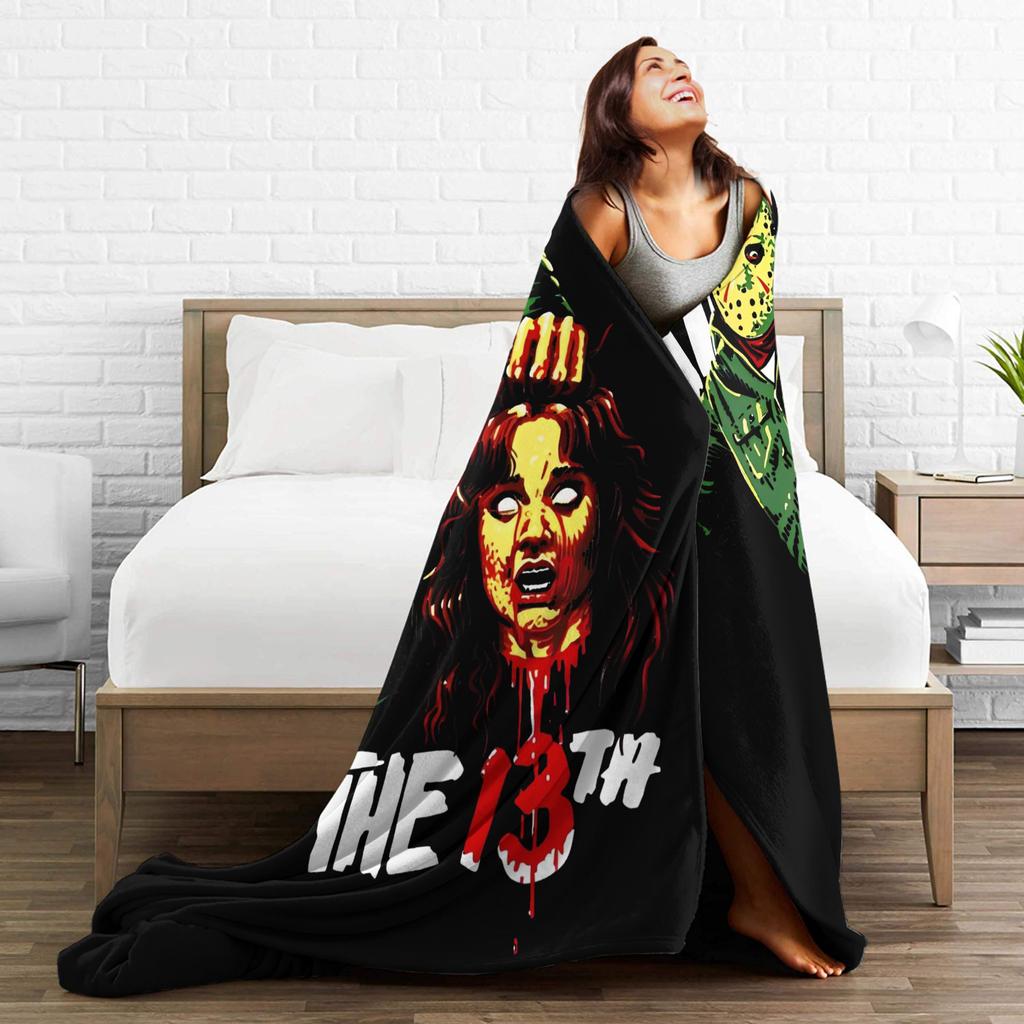 Friday Jason Voorhees 13th Blanket Horror Scary Halloween Flannel Funny Warm Throw Blanket for Bed Sofa Spring/Autumn Office