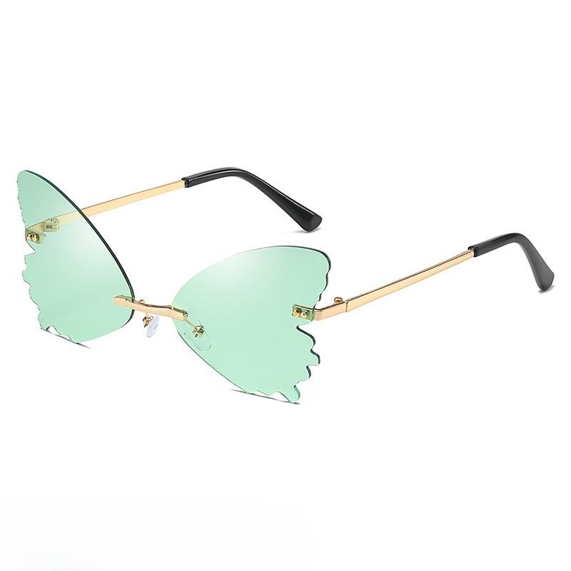 Gafas de Sol Vintage sin Montura Forma de Mariposa Streetwear Mujer Lujo Divertido Rosa Gafas de Sol Tonos UV400 2026 Marca Diseñador SG031