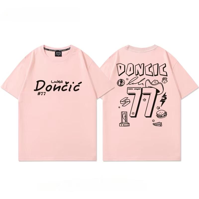 Basketball Mavericks Nr. 77 Doncic Personalisiertes Graffiti Baumwoll-T-Shirt Sportoberteil Herren Damen Trainingskleidung Hohe Qualität