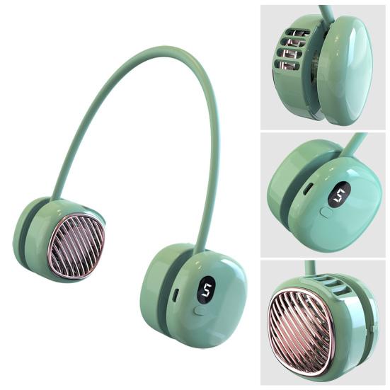 Leafless Hanging Neck Fan Digital Display 5 Speeds 360-Degree Strong Airflow Rechargeable Portable Lazy Neckband Fan