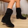 2024 Winter New Warm Wool Booties Ankle Boot Platform Shoes Turned-over Edge Casual Women Mid Boots Women's Fur Warm Snow Boots