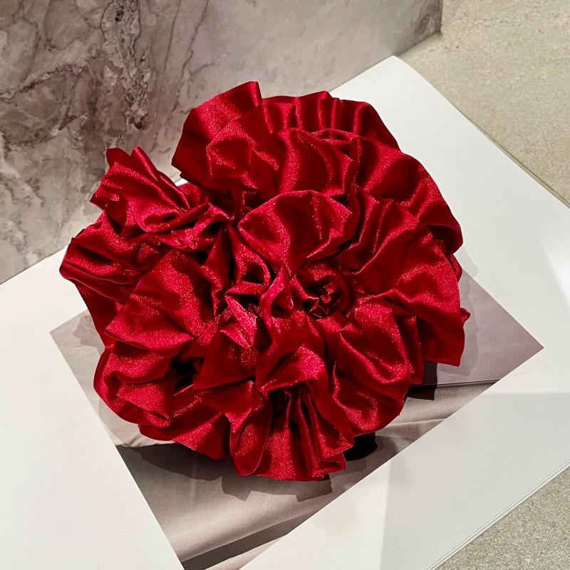 Korean Style MONA Floral Satin Pleated Scrunchie for Buns