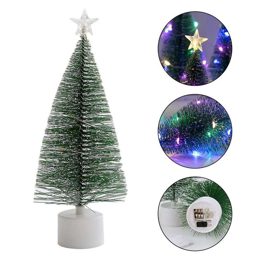 Mini LED Colorful Luminous Christmas Tree Green DIY Handicraft Artificial Xmas Trees Ornaments Exquisite Plastic