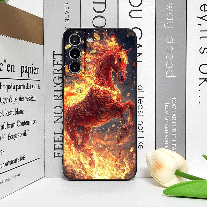Moderne rote Pferde-Print-Handyhülle im chinesischen Stil für Samsung Galaxy A56 A42 A14 A55 A16 A54 A36 A53 A52 A51 A50 A15 Weiche Hüllen