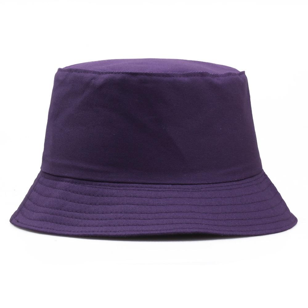 Hwcap Pure Cotton Solid Color Fisherman Hat With Embroidered Logo, Portable Bucket Hat For Sun Protection