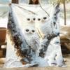 Comfortable Owl Print Flannel Blanket - Soft Lightweight Warm All Season Luxurious Snow Eagle and Snow Forest Design