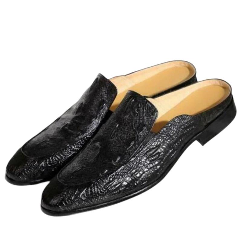Fashion New Men Formal Slippers Pu Leather Brown Black  Round Toe Solid Spring Autumn Handmade Business Men Shoes Size 38-46