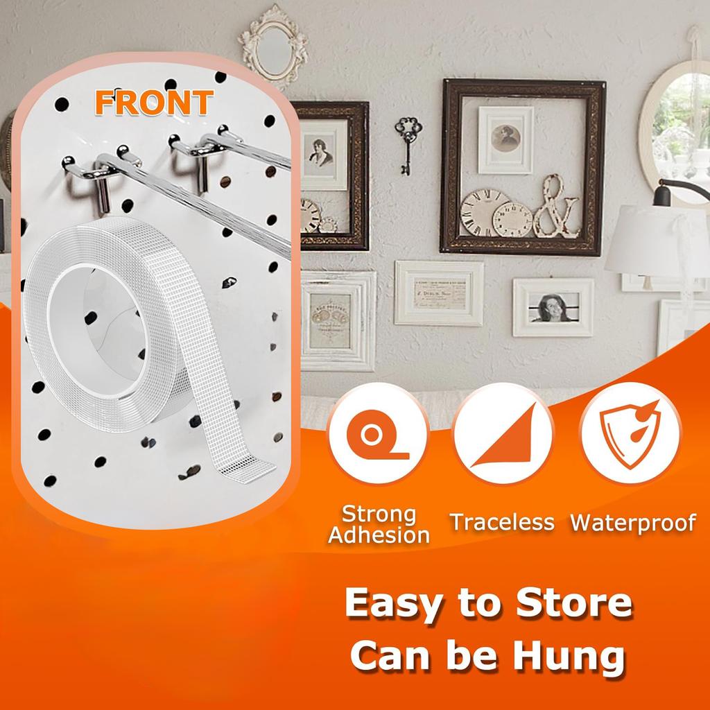 Upgraded Nano Double Sided Adhesive Tape with Grid, 1mm Thick, Waterproof and No-Trace for Multiple Uses