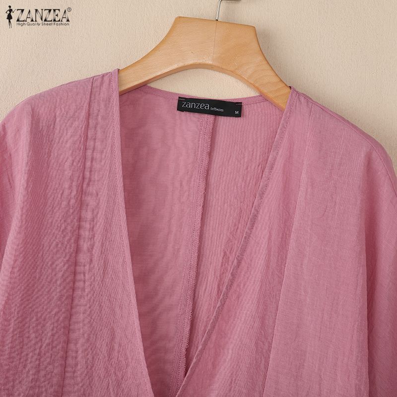 ZANZEA Wome Casual Loose Long Sleeve Thin Kimono Cardigan Blouse