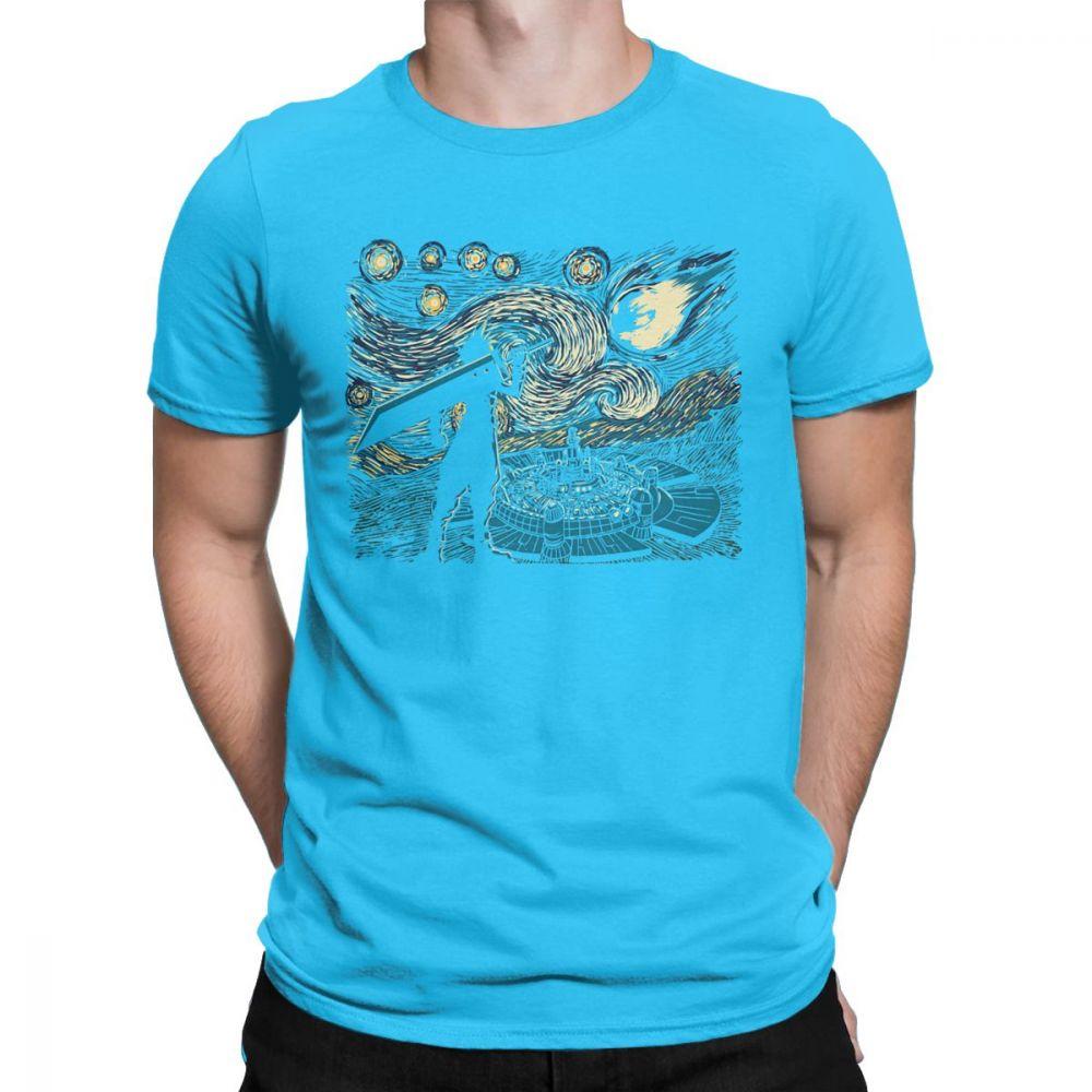 Men Starry Fantasy Van Gogh Final Fantasy T Shirts Portrait Vincent Pop Art Game Cotton Funny Short Sleeve Tees Gift T-Shirts