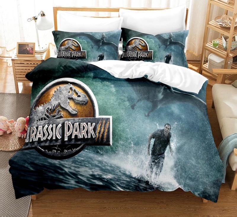 3D Jurassic Park Bedding Set Kids Boy Home Textile Decor Bed Sets Queen Size Comforters Quilt Bedroom Queen Dinosaur Duvet Cover