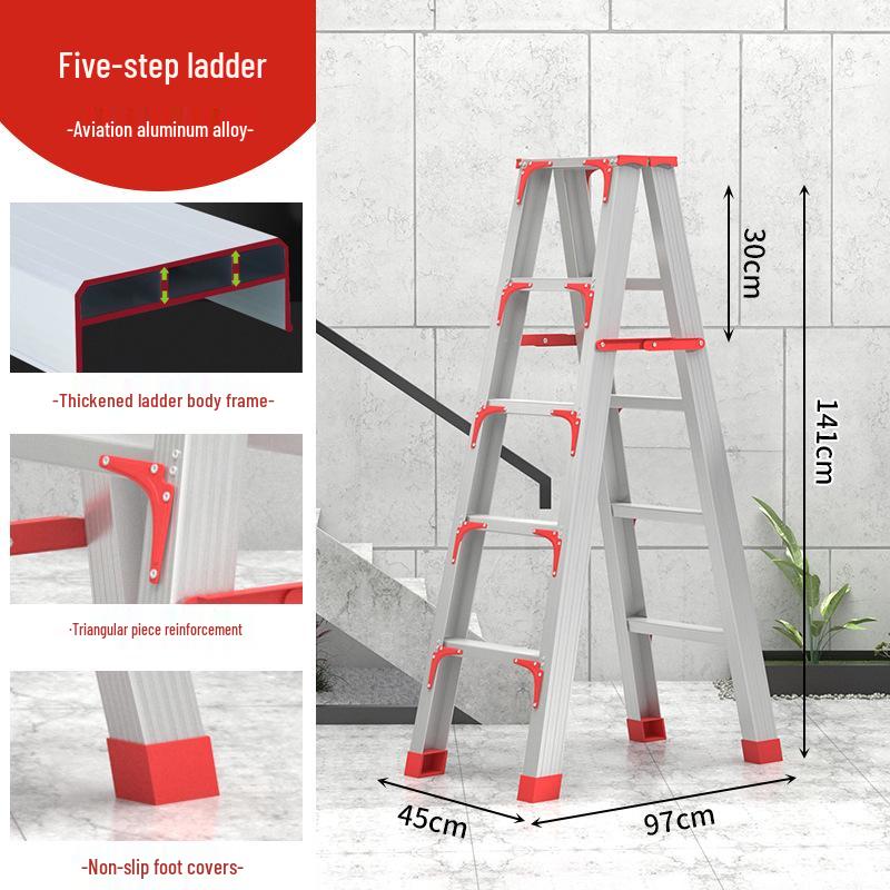 Extra Thick Aluminum Alloy Folding Herringbone Ladder for Home and Engineering Use