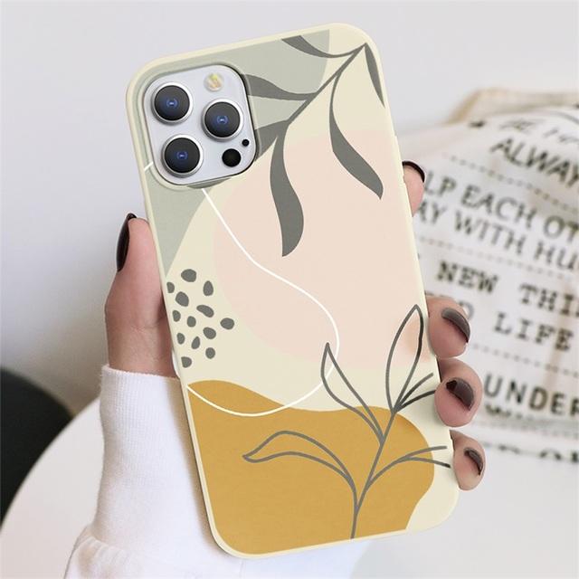 

Чехол Art Retro с абстрактной геометрией и листом для Iphone 14 13 12 11 Pro 10 Xr Xs Max Mini Se 2020 2022 8 7 6 6s Plus силиконовый чехол из ТПУ For iPhone 14