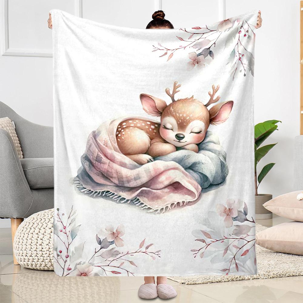 Baby Deer Illustration Blankets are suitable for living rooms,making them an ideal choice for outdoor travel and gifts.