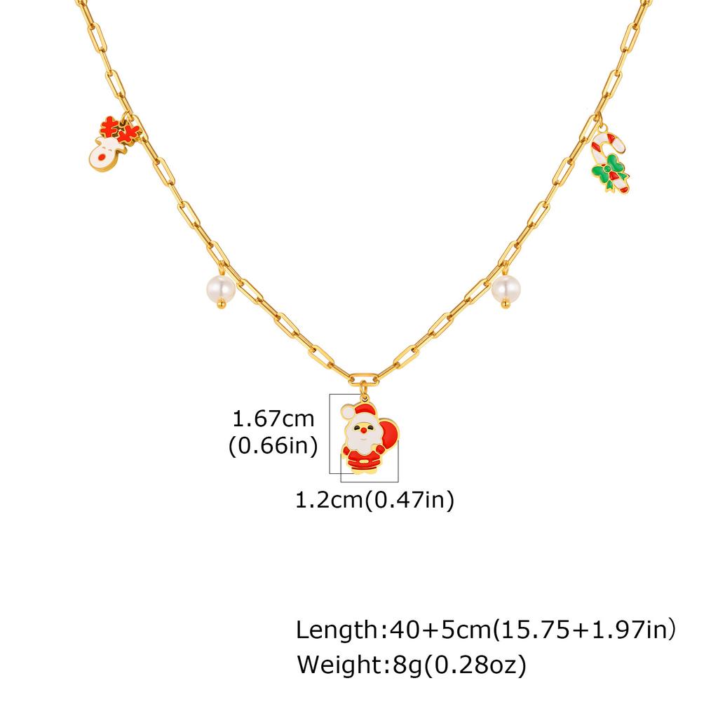 Christmas Necklace Party Holiday Gift Versatile Santa Claus Elk Snowman Stainless Steel Jewelry Women