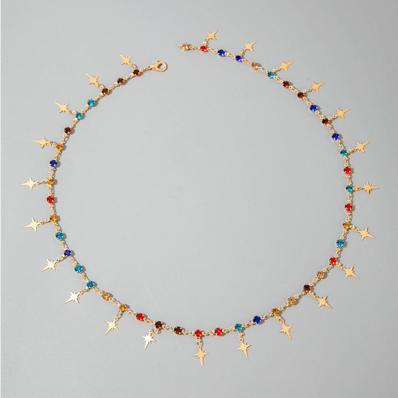Accessories Colored Crystal Metal Collarbone Necklace, Long Imitation Pearls Stacked On Top of Each Other, Wearing Y-shaped Necklace Women