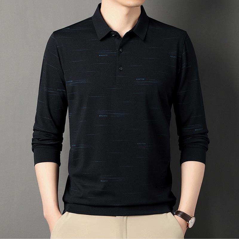 Middle-Aged Men'S Autumn Shirt Long-Sleeved Shirt Dad'S Lapel Spring And Autumn Bottoming Shirt Men'S Top