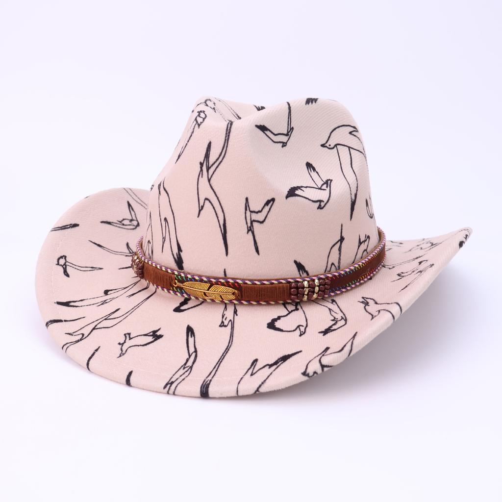 Western Cowboy Hat Premium Sense Retro Small Belt Accessories Top Hat Style Men'S And Women'S Versatile Jazz Hat