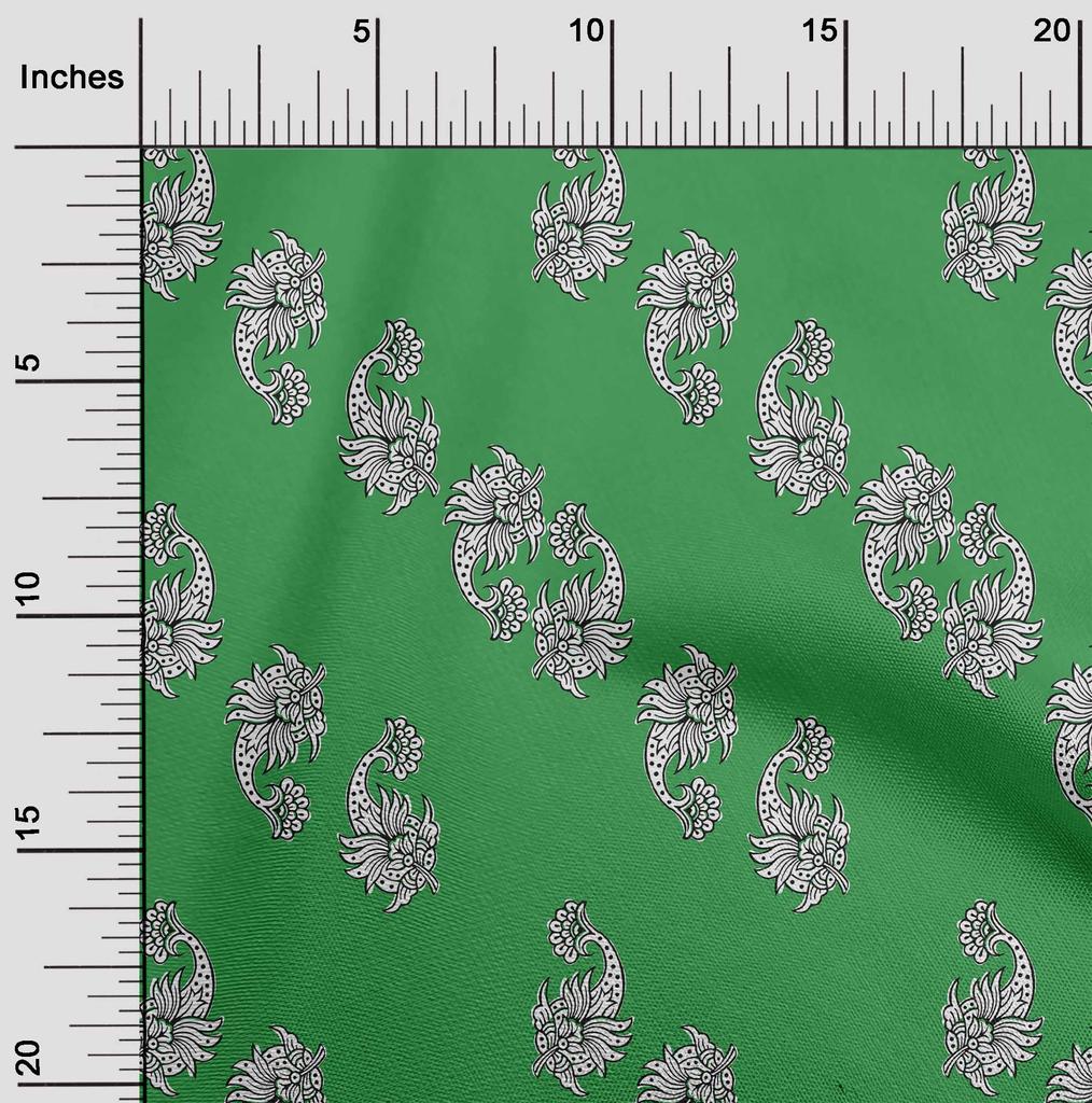 oneOone Georgette Viscose Green Fabric Block Sewing Material Print Fabric By The Yard 42 Inch