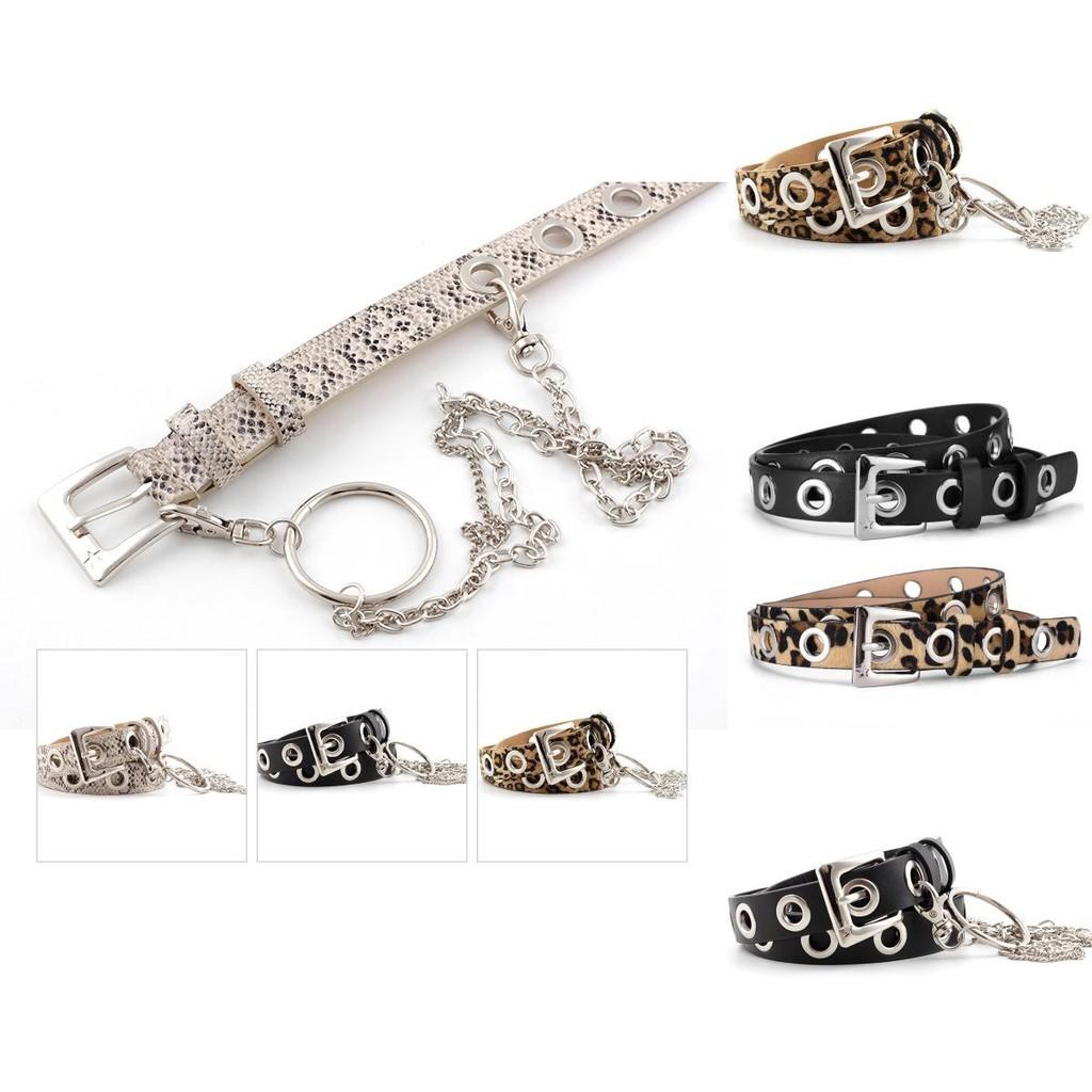 Chic Faux Leather Punk Style Circle Chain Belt With Bold Graphic Elements For Fashionistas