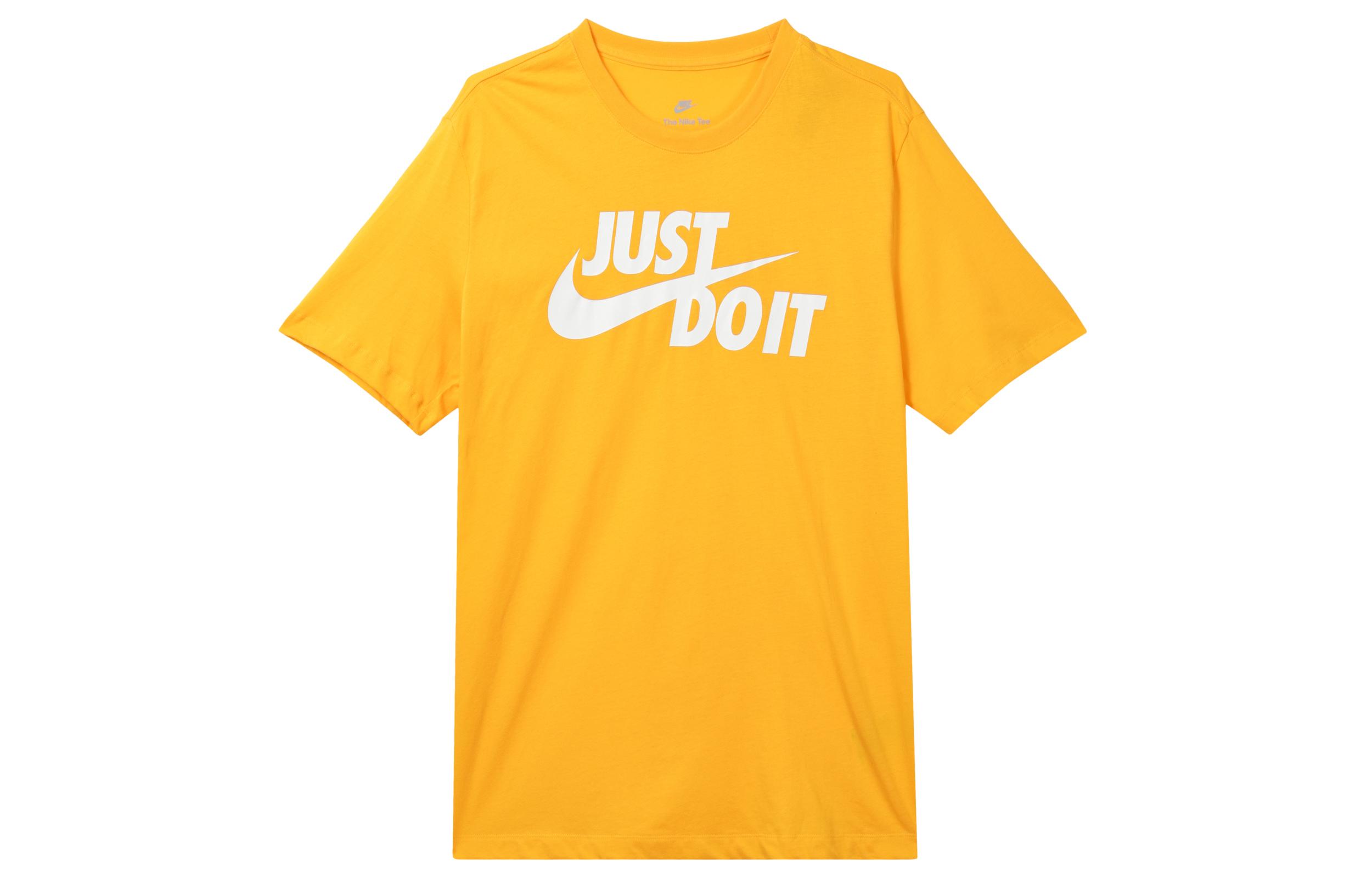 Nike T Shirts Men s Gold Crew Neck Moderate Straight Fit AR5007-740