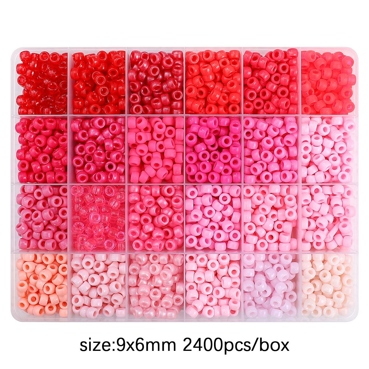 

2400Pcs/box Acrylic Beads For DIY Bracelet Necklace Jewelry Making Accessories 9x6mm 2400pcs червоний