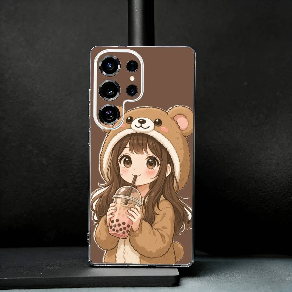 

Cartoon Girl Pattern Phone Case For Samsung S25,S24,S21,S22,S23,S30,Ultra,S20,Plus,Fe,Note,10,9,5G Transparent Cover Samsung S21