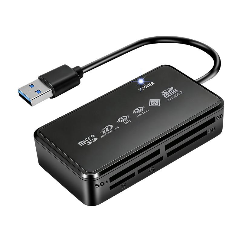 In Stock USB Multi-function Six-Port Mobile Phone & Camera High-Speed Card Reader with Password Protection