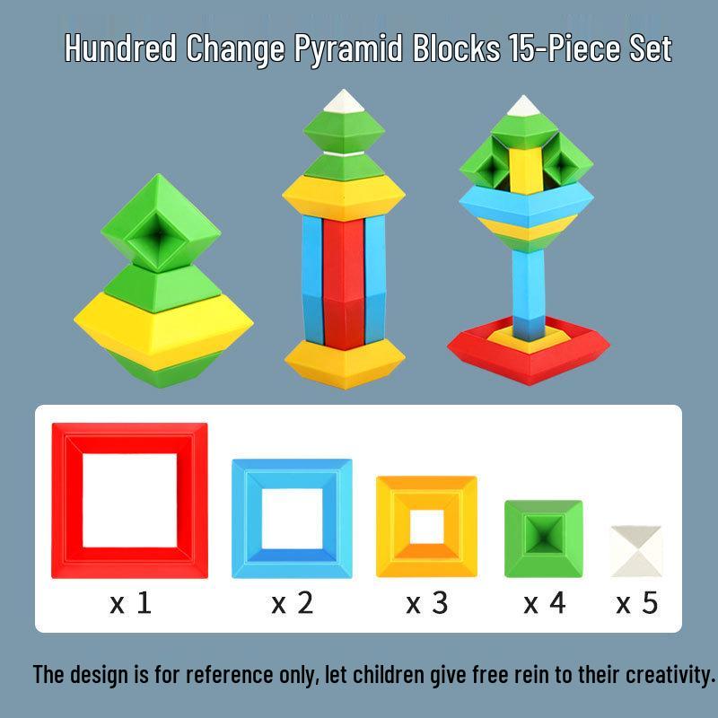 Gold Letter Pyramid Building Blocks: Large Particles for Children’s Early Educational Stacking and Assembly Toy.