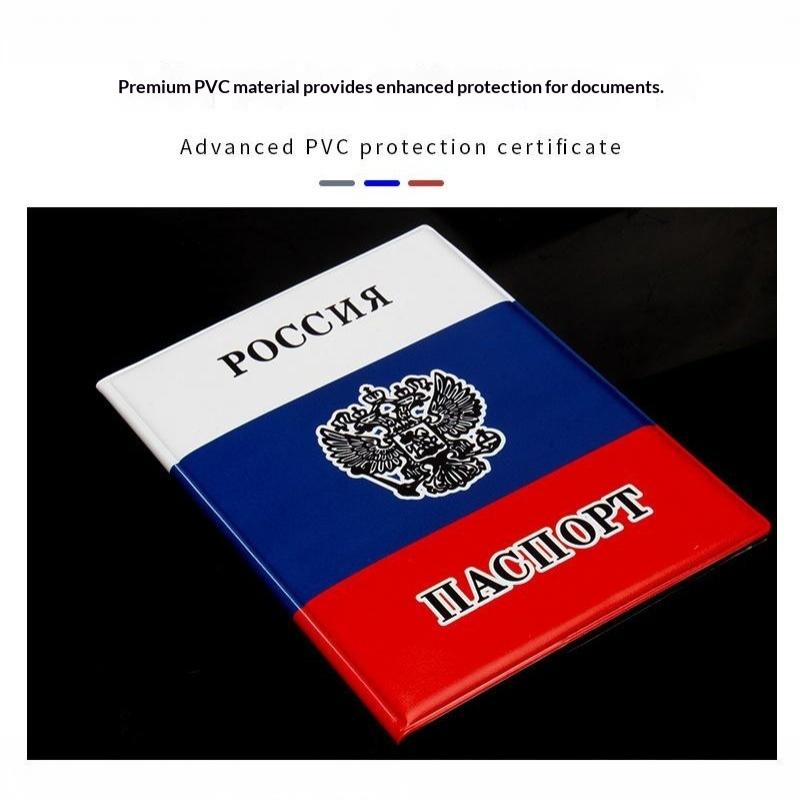 Vintage Russian Passport Cover for Men Waterproof PU Leather Case Slim Lightweight Travel Document Protector Business Use