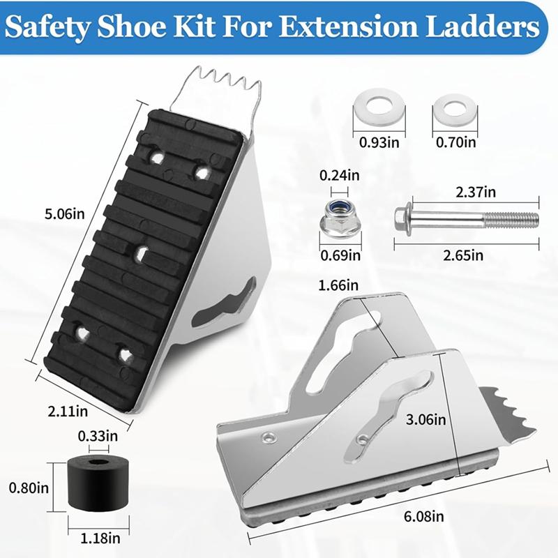 Shoe Kit 26-2 Extension Ladder Parts, Extension Ladder Feet Compatible With D1200 D1300 D1700 D1800 Series Ladders