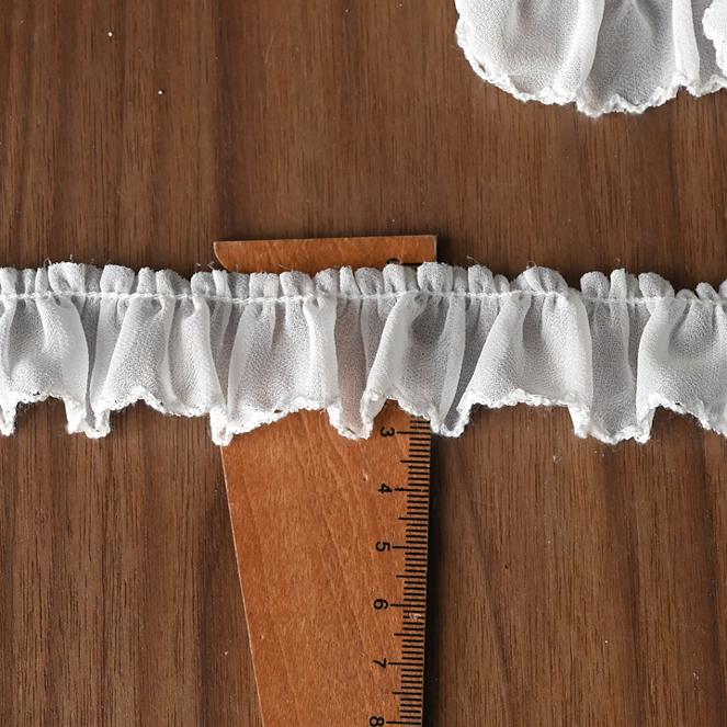 3cm Wide Chiffon Ruched Dog-Tooth Wave Edge Lolita Skirt Hem Lace Trim