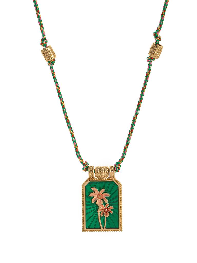Hot selling artistic retro style tarot card heart eye flame pendant necklace for women's fashion gold-plated color preservation