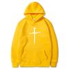 Men's Cross Graphic Hoodie - Black Casual Pullover Sweatshirt with Religious Symbol Print, Fashion Streetwear for Autumn/Winter