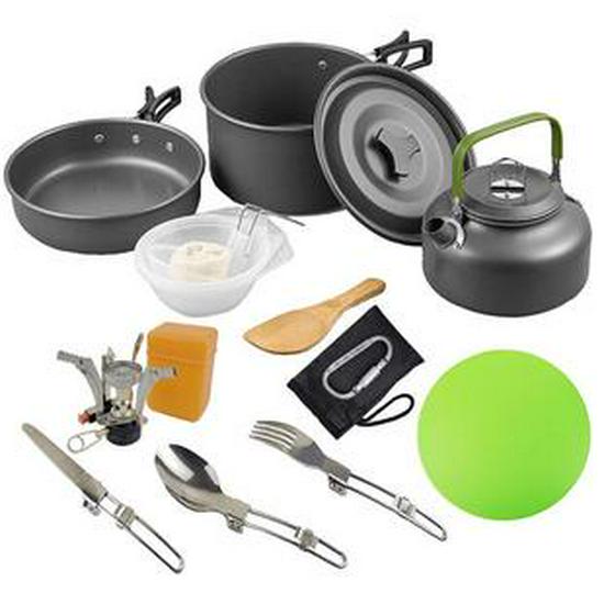 Portable Outdoor Camping Cookware & Teapot Set