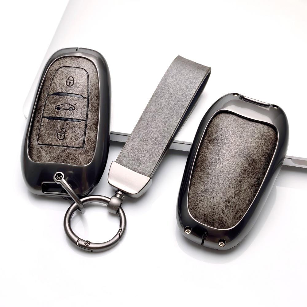 Zinc Alloy Genuine Leather Fit For Peugeot 2008 3008 4008 5008 308 408 508 Citroen C5 C4 C4L C6 C3-Xr Picasso Grand Ds3 Auto Key Fob Cover Case