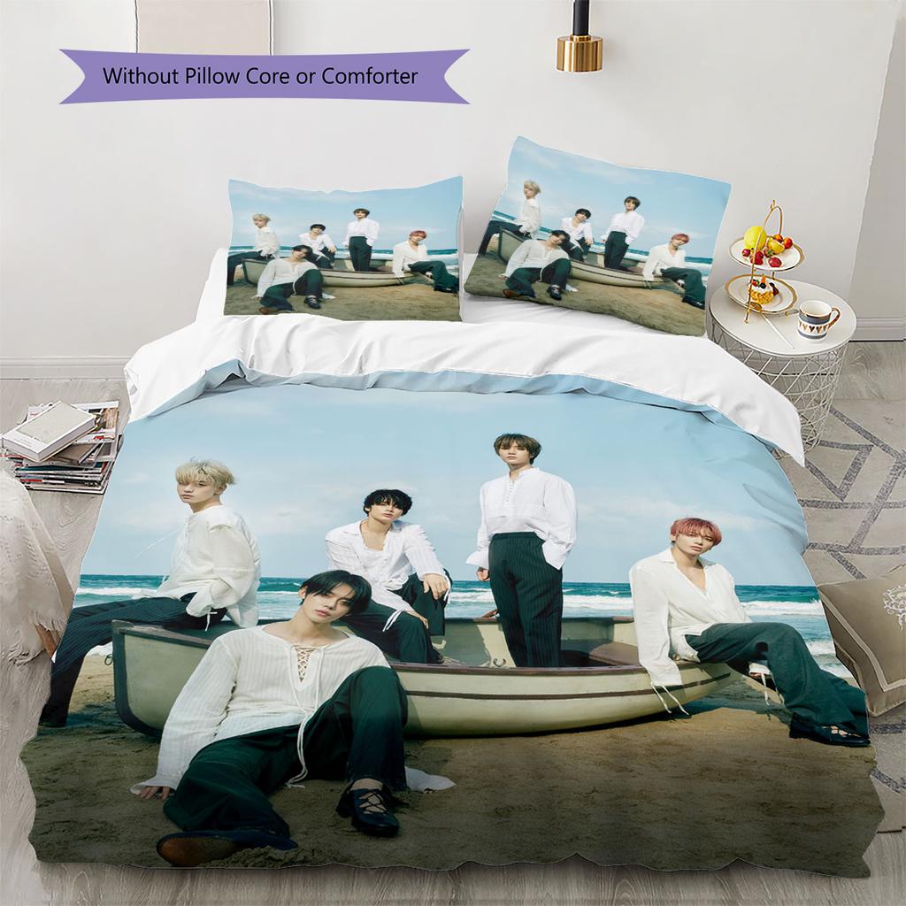 TXT Pattern Bedding Home Decoration Birthday Gift ( 1 duvet cover + 2 pillowcase, without core),fan merchandise.