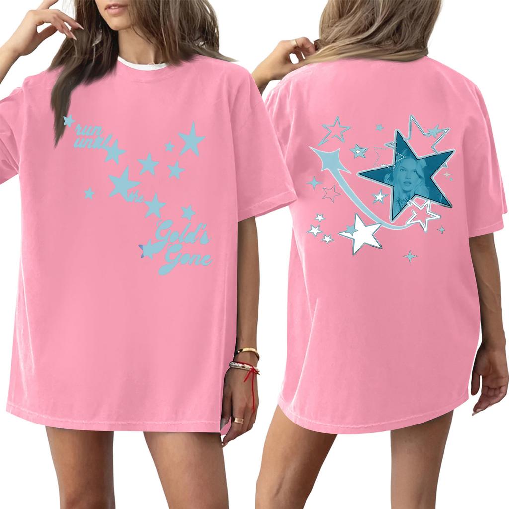 Women's Casual Printed Round Neck Pullover Short Sleeve Top