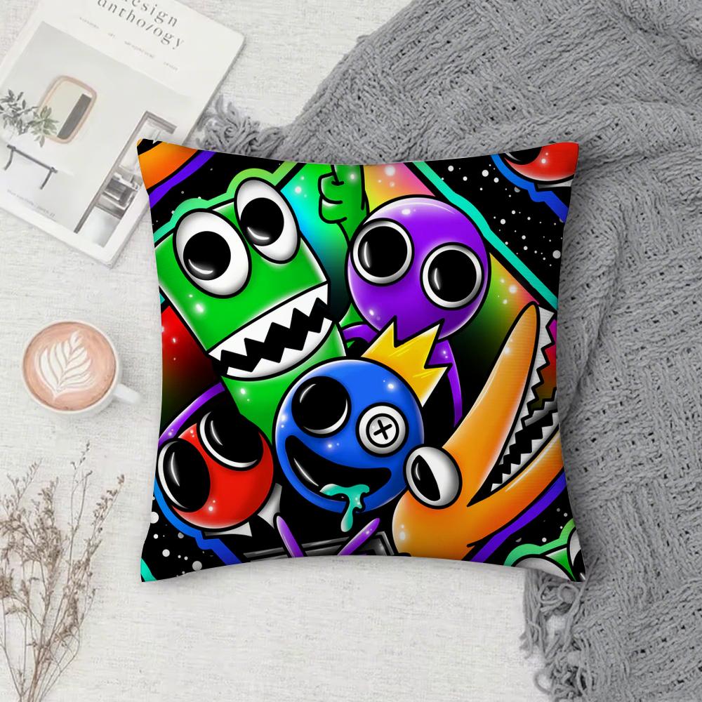 Game R-Rainbow F-Friend Pillow Case Square Double-Sided Printing Short Plush Sofa Cushion Cover Pillow